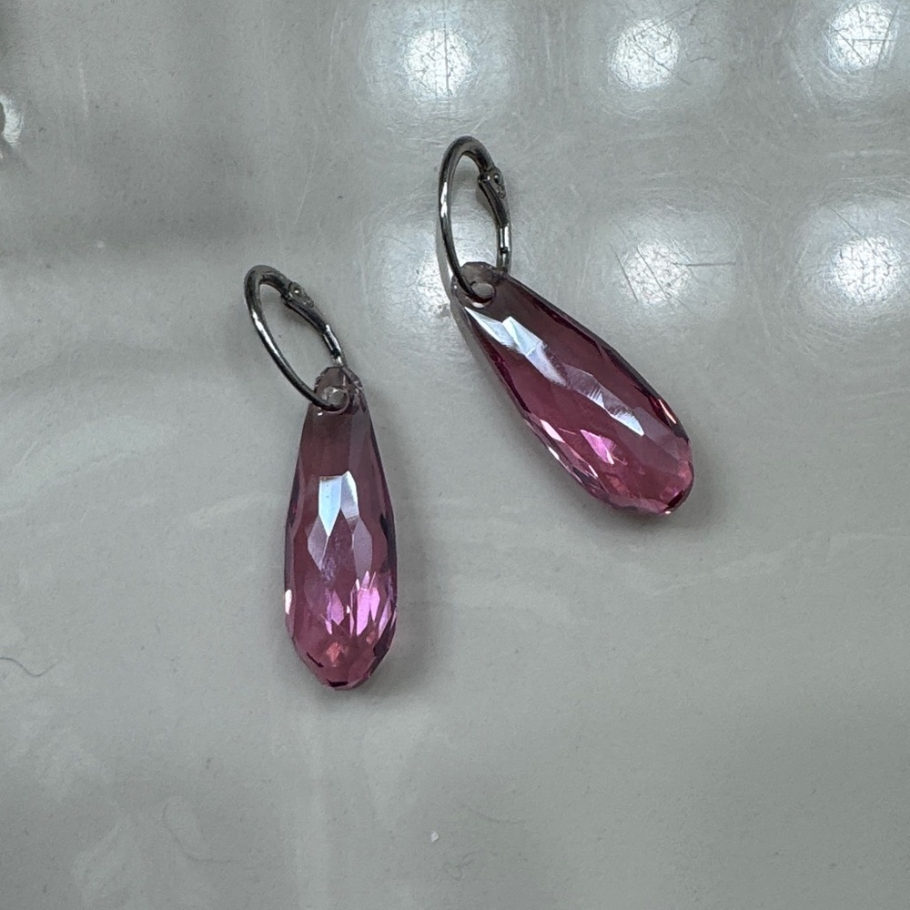 Pink Swarovski Drop Earrings
